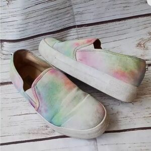 Steve Madden Toshe Rainbow Tye Dye Slip-on Platform Sneaker, Size 11